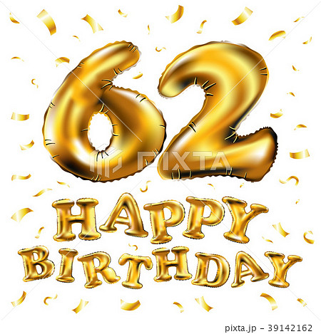 vector happy birthday 62 celebration gold balloon 39142162