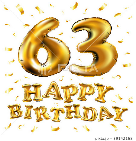 vector happy birthday 63 celebration gold balloon 39142168