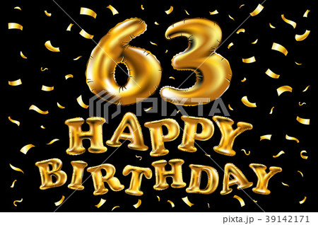 vector happy birthday 63 celebration gold balloon 39142171