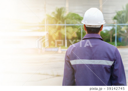 Back of asian engineer in safety uniform 39142745