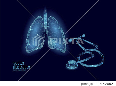 Medicine stethoscope low poly lungs health care 39142802