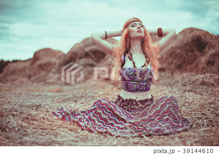 beautiful blond daring young woman with red lips,  39144610