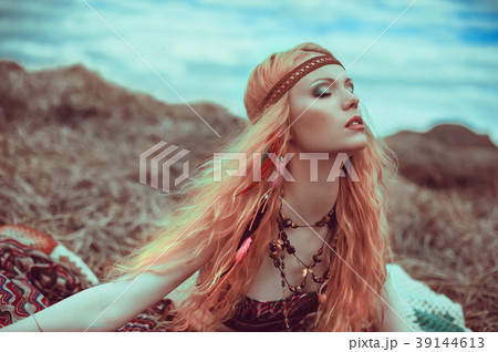 beautiful blond daring young woman with red lips, beautiful blond daring young woman with red lips, 39144613
