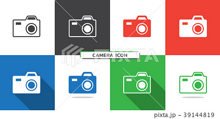 Vector set of camera icon on colored background 39144819