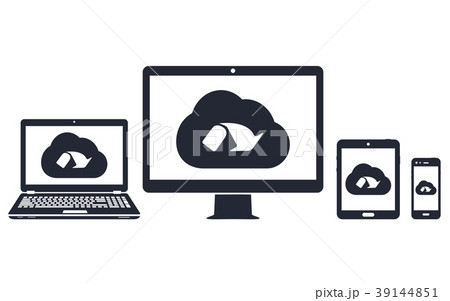 Cloud network on digital devices icons Cloud network on digital devices icons 39144851