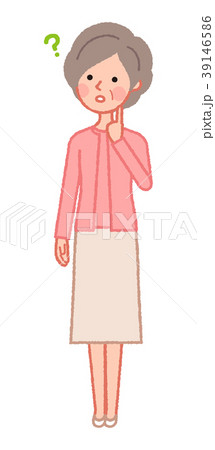 考えるシニア女性　斜め 39146586
