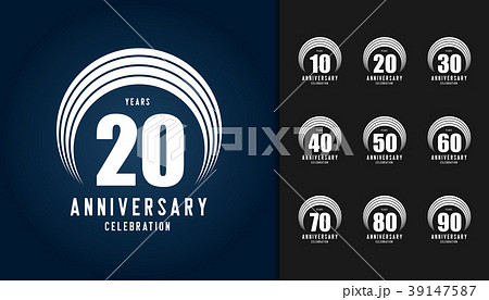 Set of anniversary logotype. 39147587