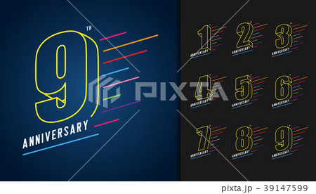Set of anniversary logotype. 39147599
