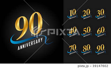Set of anniversary logotype. 39147602