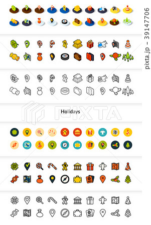Set of icons in different style - isometric flat Set of icons in different style - isometric flat 39147706