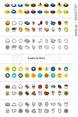 Set of icons in different style - isometric flat 39147787