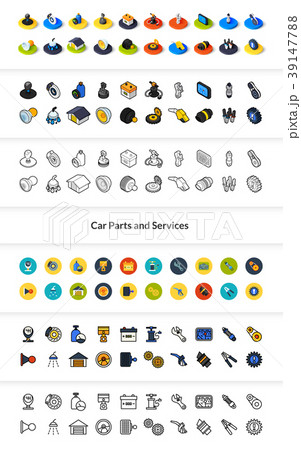Set of icons in different style - isometric flat 39147788
