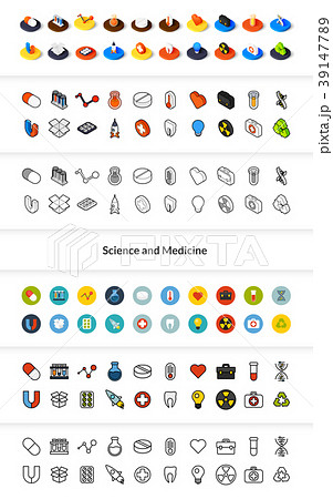 Set of icons in different style - isometric flat 39147789