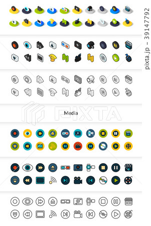 Set of icons in different style - isometric flat Set of icons in different style - isometric flat 39147792
