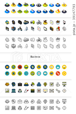 Set of icons in different style - isometric flat 39147793