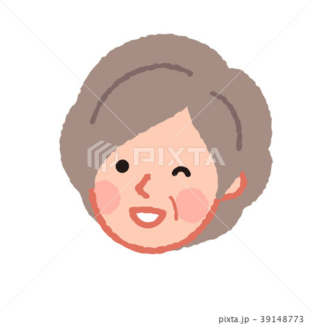 ウインクをするシニア女性の顔のイラスト素材