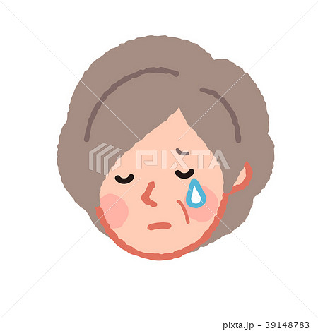 泣いているシニア女性の顔のイラスト素材
