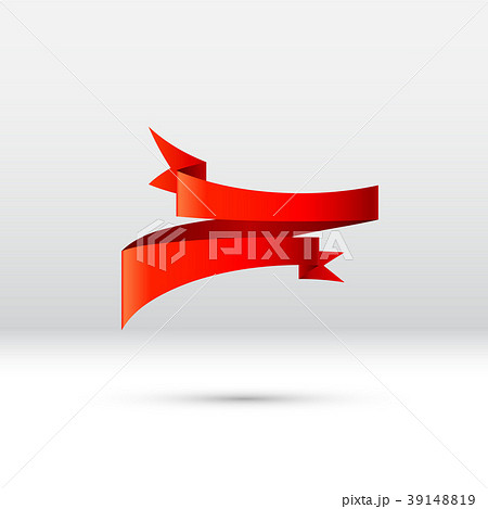 Curled red ribbon, banner or gift tape for holiday 39148819