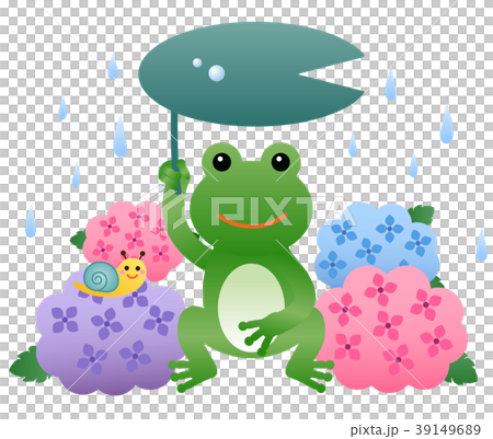 カエルと紫陽花　梅雨の風景 39149689