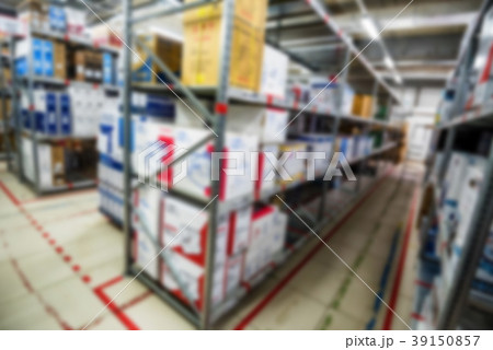 Blurred interior of hardware shop storage 39150857