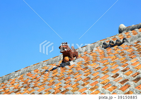 竹富島 琉球赤瓦とシーサー 竹富島 琉球赤瓦とシーサー 39150885