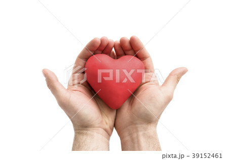 Red heart in man's hands Red heart in man's hands 39152461