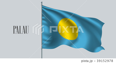 Palau waving flag on flagpole vector illustration Palau waving flag on flagpole vector illustration 39152978