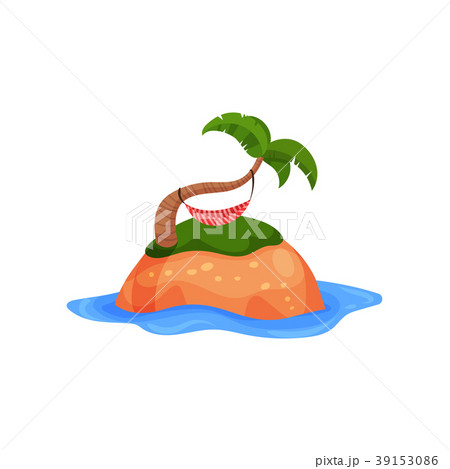 Tropical island and hammock on palm trees vector 39153086