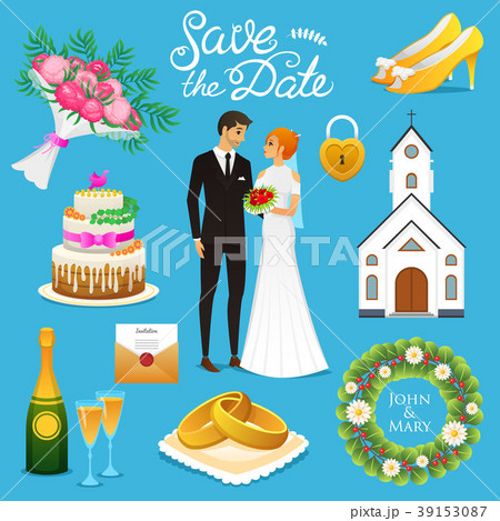 Bride And Groom. Wedding ceremony Set. Newlyweds 39153087