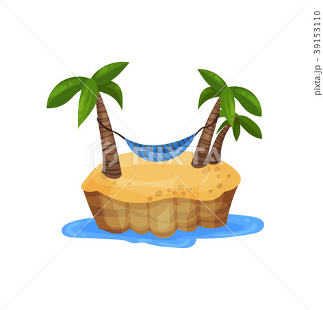 Tropical island and hammock among palm trees 39153110