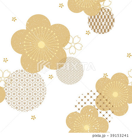 Floral background with Japanese pattern vector.  39153241