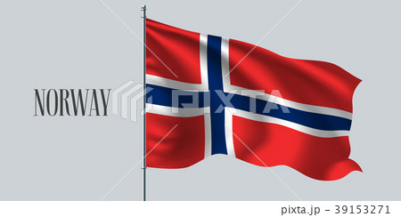 Norway waving flag on flagpole vector illustration 39153271