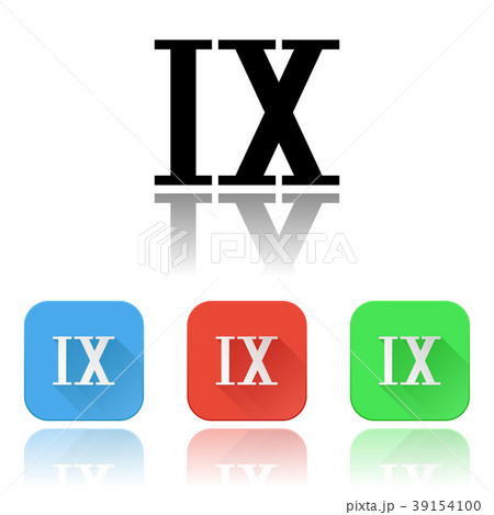 IX roman numeral icons. Colored set with 39154100