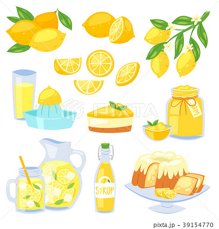 Lemon Food Vector Lemony Yellow Citrus Fruit Andのイラスト素材