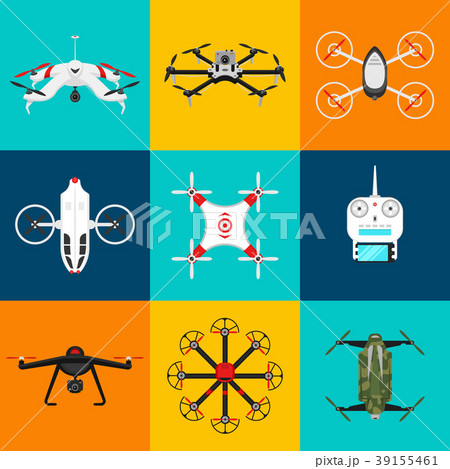 Set of modern air drones and remote control 39155461