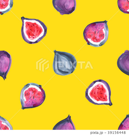 Figs. Tropical pattern of exotic fruit. Watercolor 39156448