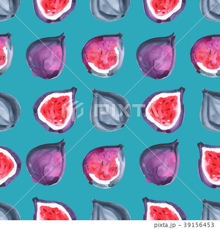 Figs. Tropical pattern of exotic fruit. Watercolor 39156453