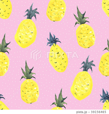 Pineapples background. Watercolor tropic pattern 39156465