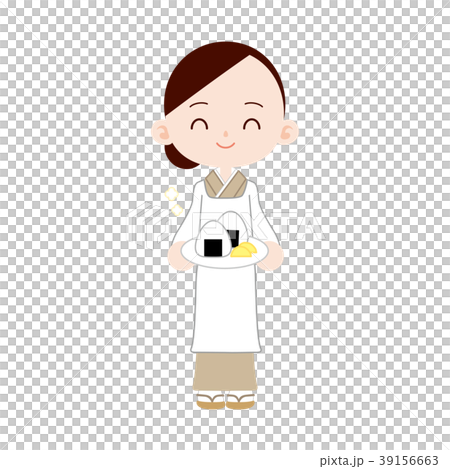 割烹着のお母さん　夜食のおにぎり 39156663