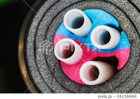 plastic pipes in isolation with thread separation  39156669