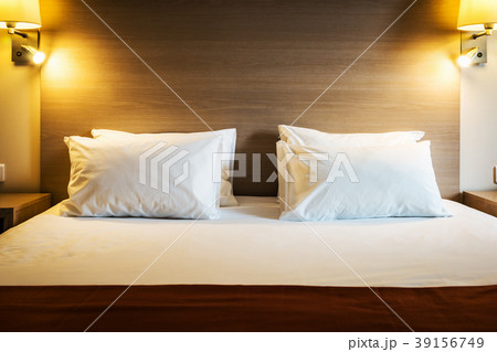 concept of preparing a bed in a hotel room or a 39156749