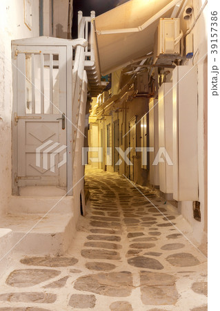 Mykonos. The old street in Chora. Mykonos. The old street in Chora. 39157386