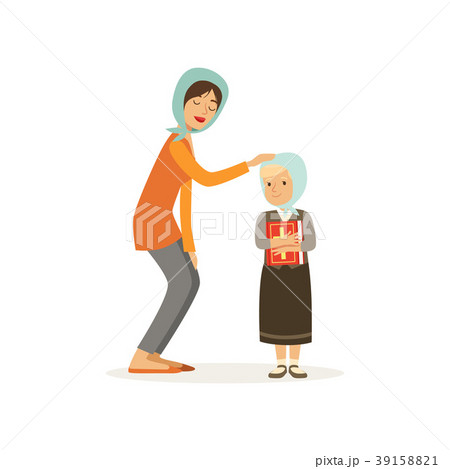 Cartoon character of Christian woman and her 39158821