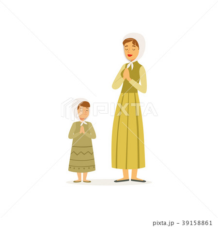 Mother with her daughter prays to the Lord. Woman 39158861