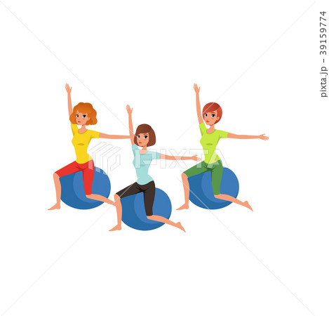 Cartoon women characters doing exercise withのイラスト素材 [39159774] - PIXTA