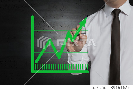 Chart is written by businessman on screen Chart is written by businessman on screen 39161625
