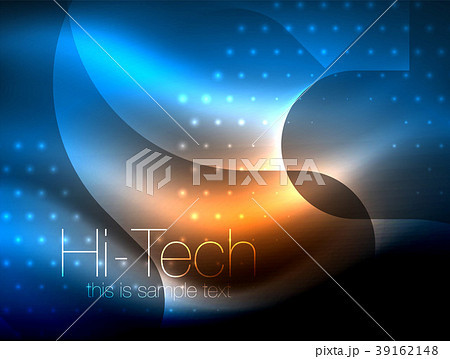 Glittering neon glowin wave, techno modern art Glittering neon glowin wave, techno modern art 39162148