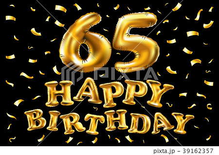 vector happy birthday 65 celebration gold balloon 39162357