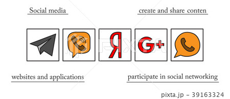 Social network symbols in speech balloons 39163324