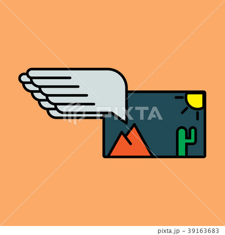 Attached photo vector line icon on background 39163683